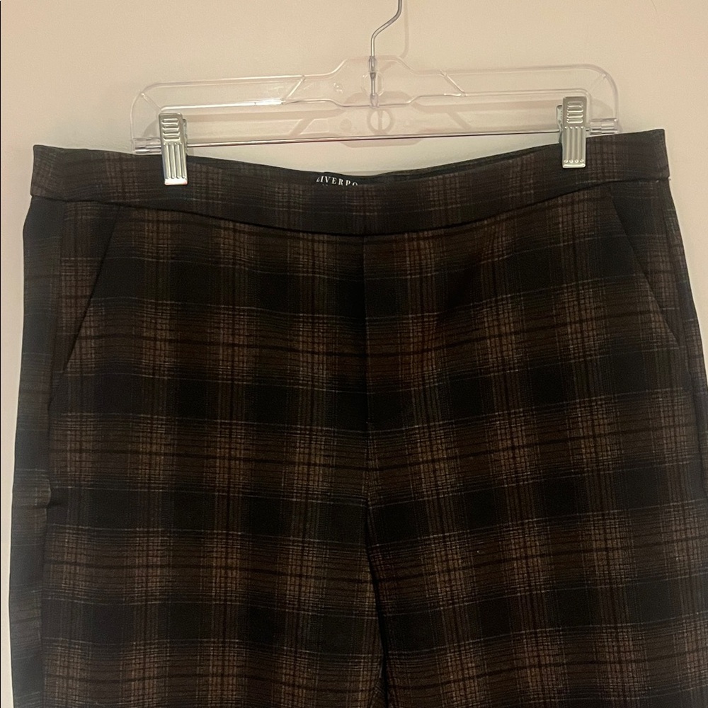 Liverpool black and brown coffee bean color Plaid Dress Pants